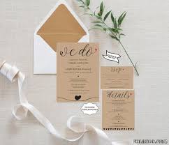We Do Wedding Invitation Suite Editable Printable Set Including Invite Rsvp Details Tag Diy Rustic Kraft Simple Heart Love Template Pcwdws Country Wedding Invitations Templates Wedding Invitation Templates Rustic Diy Wedding