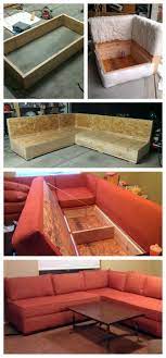 Diy Sofa Sectional With Storage Uses Store Bought Cushions Just Build Base And Staple Fabric Over It Diy Furniture Couch Diy Sofa Diy Furniture