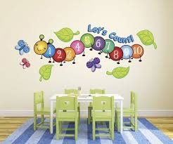 Wall decor accent pieces : Cute Centipede Number Count Butterflies Wall Decal Preschool Decor Daycare Decor Childrens Wall Decor
