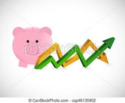 Piggy Bank Up And Down Business Arrow Chart