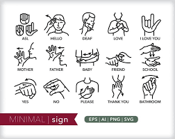Sign Language Line Icons Asl Communication Icon Etsy Sign Language Language Icon Line Icon