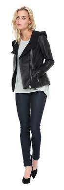 Lexine Waist Length Leather Jacket In Black Jackets Jackets For Women Fashion