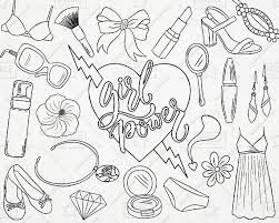 Doodle Girl Power Vector Pack Girly Things Girly Clipart Etsy Doodle Girl Makeup Clipart Clip Art