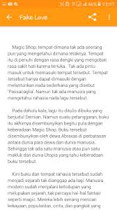 chorus em bm em tak ada lagi selain dirimu yang aku cari bm em cinta sejati yang slalu kau beri bm ku hanya ingin ini tentang a dirimu dan diriku sampai mati em bm em. Notice Gua Ngapa On Twitter Fake Love Pada Wattpad Https T Co Cl8e9mceji Bts Btsarmy Btsongma Btscometotexas Personabts Btspersonaconseptphoto Btsff Fansfiction Boywithluv Suga Vlive Wattpad Wattpadbts Jungkook Jungkookchallenge