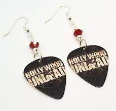 hollywood undead logo guitar pick earrings with red swarovski crystals in 2021 swarovski crystals hollywood undead band jewelry