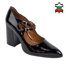 Дамски елегантни обувки черни лачени от естествена кожа с каишки | Елегантни  дамски обувки | bg-look.com