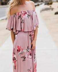 Womens Summer Floral Off The Shoulder Dress Flowing Summer Dresses Pretty Summer Dresses F Boho Chic Dresses Casual Long Dress Casual Summer Long Maxi Dress