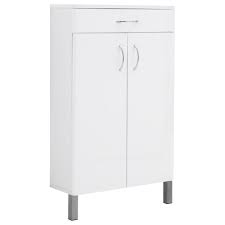 Costway wooden over the toilet storage cabinet spacesaver organizer bathroom tower rack. Moritz White Bathroom Storage With Metal Handles Metallic Legs 2 Door 1 Drawer Cabinet On Onbuy