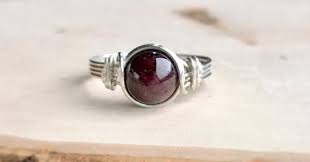 Red Garnet Ring Natural Garnet Ring Gemstone Ring January Birthstone Wire Wrapped Ring Stone Ring Red Garnet Ring Garnet Rings Stone Rings