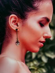 Romantic Vintage Long Earrings, Vintage Purple Amethyst Ombre Austrian  Rhinestone Leaf Charm Earrings