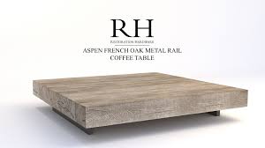 48 x 24 x 19. Restoration Hardware Aspen French Oak Metal Rail Coffee 3d