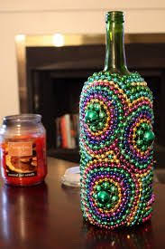 Image Result For How To Decorate Wine Bottles With Beads Bead Bottle Mardi Gras Beads Mardi Gras Crafts