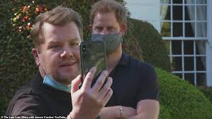 'what prince harry told james corden'prince harry has revealed he stepped back from his royal duties because the british press was toxic and was. Prince Harry Raps And Tells James Corden The Toxic Press Forced Him To Leave Uk Daily Mail Online