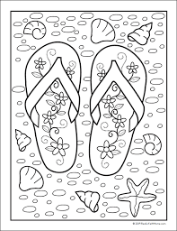 When it comes to coloring, why should kids have all the fun? Summer Beach Flip Flop Coloring Page Free Printable