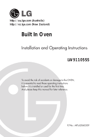 Before using the oven check that the electronic programmer is showing the symbol (see paragraph 3.2 electronic programmer. Lg Lw91105ss Owner S Manual Manualzz