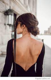 Awesome Backless Black Dress With Nice Low Bun Hairstyle Hello Fashion Style Fashion
