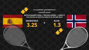 Alejandro Davidovich - Casper Ruud: horario, dónde ver, estadísticas, cuadro y pronósticos