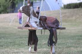 This step by step tutorial of how to make a portable horse saddle rack diy project can you properly store your tack helping prolong its life as a. Outdoor Horse And Saddle Swing A Spotted Pony