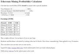 Eth Mining Calculator Crypto Mining Blog