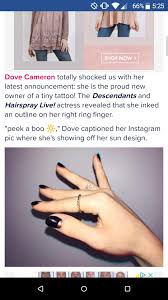 Just a few weeks after dove cameron walked us through her collection of tattoos, she's added another. Dove Cameron S Adorable Sun Finger Tattoo Dove Cameron Tattoo Tattoos Dove Cameron