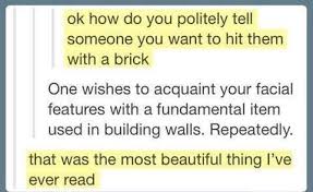 How Do You Politely Tell Someone You Want To Hit Them With A Brick Tumblr Funny Funny Quotes Funny Pictures