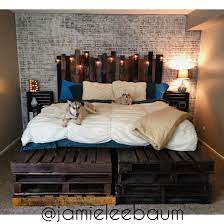 Once you experience the difference, youll never want to downsize from that apart from the obvious size benefits, what else will you be looking for in a new or used king bed? King Size Pallet Bed And Headboard Diy Rustic Industrial Diy Pallet Bed Rustic Industrial Bedroom Rustic Industrial Furniture