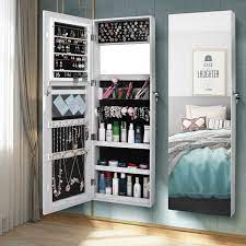 This jewelry armoire is an attractive gift for your families or friends on your list. Latitude Run Gaphna Wall Mounted Jewelry Armoire With Mirror Reviews Wayfair
