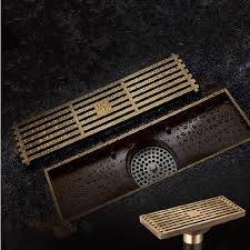 Drains Euro Style Antique Brass Bathroom Linear Shower 8 20 8 30cm Floor Drain Wire Strainer Art Carved Cover Waste Drain B8029 Brass Bathroom Brass Bathroom Fixtures Floor Drains