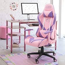 Amazon Com Homall Gaming Chair Girl Racing Office Chair High Back Computer Desk Chair Leather Executive Adjustable Swivel Chair With Headrest And Lumbar Support Pink Kitchen Dining