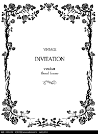 黑白玫瑰花边框矢量素材 818x1122 vintage invitations floral tapestry