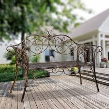 Find gorgeous outdoor benches at wayfair for your backyard or patio. Bench Metal Antique Garden Bench With Decorative Cast Iron Backrest Wrought Iron Bench Metal Garden Benches Wrought Iron Patio Chairs