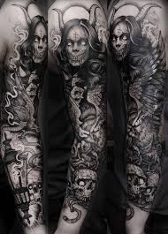 Different skull in tribal design tattoo sample. 1001 Ideas For Beautiful Sleeve Tattoos For Men And Women