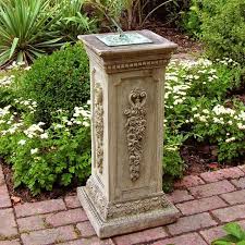 Garden Pillar With Sundial Plinths Stone Statues Country Garden Decor