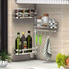 Stainless steel kitchen corner shelf options from a range of wholesalers and retailers. Sus 304 Diy Rotate Stainless Steel Kitchen Rack Kitchen Shelf Seasoning Rack Wall Holder Organizer Diy 1 5 Layers A297