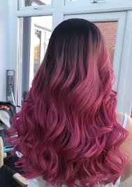 Dark Exaggerated Root With Hot Pink Ends Dark Pink Hair Hot Pink Hair Creative Hair Color