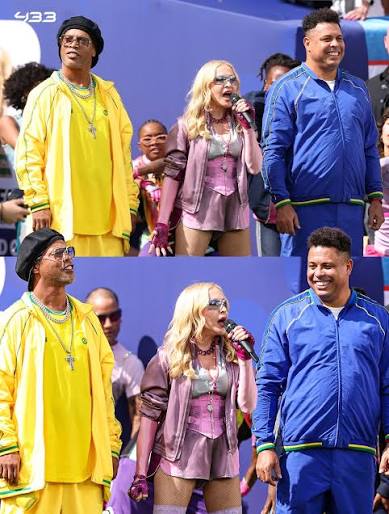 𝐓𝐇𝐄 𝐇𝐀𝐋𝐅-𝐓𝐈𝐌𝐄 𝐒𝐇𝐎𝐖 🎶 Even Ronaldinho and Ronaldo Nazário  took part, alongside Madonna 😂 Shakira with another fantastic performance  at her fourth World Cup 😁💃