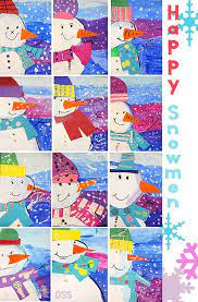 Gemeinschaftsgrundschule offene ganztagsschule elverdisser str. Snowman Collage Project Deep Space Sparkle Kunst Grundschule Kinderzeichnungen Kunst Fur Kinder