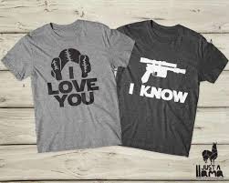 Star Wars Couple Shirts Star Wars Couple Gift Star Wars Couple Tee Valentines Day Star Wars Valentine Star Wars Couples Shirts Han Solo Shirt Couple Shirts Here's a cute idea if you want matching couples shirts to celebrate your love of star wars! star wars couple shirts star wars