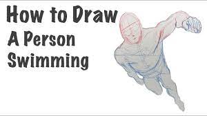 Draw the overlapped legs in a swimming position with the toes. How To Draw A Person Swimming Step By Step Youtube