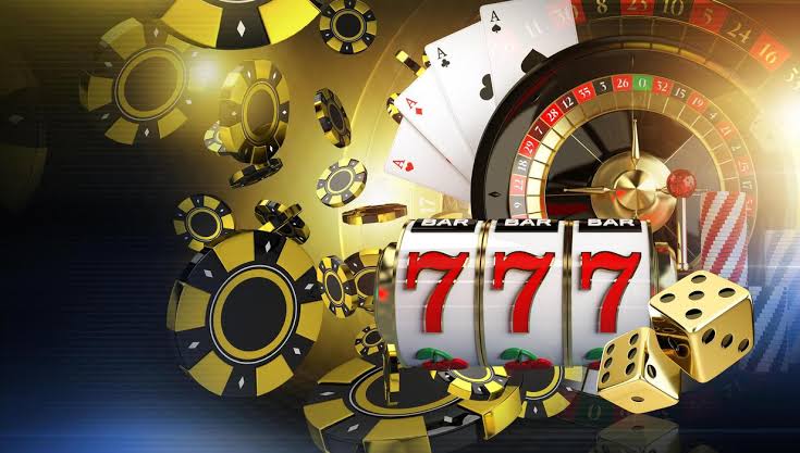 Casino Games Conceptual Illustration with Roulette, Cards, Dices Slot  Machine Reel and Tokens 24519625 Stock Photo at Vecteezy