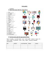 the arts vocabulary worksheet