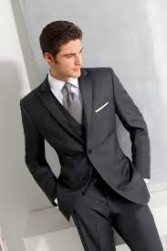 Black 3 Piece Suit Wedding Black Three Piece Suit With A White Sure Gray Silk Tie White Cotton Pocket Square A Classic Comb Mens Wedding Attire Groom Tuxedo Grey Wedding Suits Groomsmen