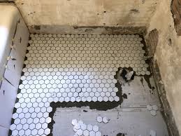 Mosaics cs hnycomwb white & black honeycomb 297 x 257 x 6mm. How To Lay Mosaic Tile Flooring Week 2 One Room Challenge Bathroom Reno With Hexagon Floor Create Enjoy