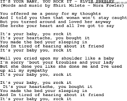 It S Your Baby You Rock It By Elvis Presley Lyrics