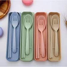 Sudah di kemas box mika cantik. Jual 1 Set Sendok Garpu Sumpit Bahan Wheat Straw Untuk Travel Jakarta Barat Random Shop C Tokopedia