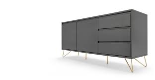Elona Buffet Gris Charbon Et Laiton Sideboard Sideboard Anthrazit Side Board
