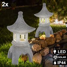 Gartenprodukte online kaufen ✓ zäune und tore aus metall und holz | pools für den garten exklusive styroporsteinpools für höchste ansprüche im eigenen garten. Paket 2er Set Led Solar Aussen Steh Lampen Garten Asia Leuchten Pagode Statue Terrassen Strahler Etc Shop