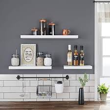 Hanging something on a tile wall is easy—if you're lucky enough to catch a stud, that is. Vasagle Floating Shelf Set Of 2 Wall Shelf 23 6 Inch Hanging Shelves Wall Mounted For Photos Decorations Mdf White Farmhouse Goals