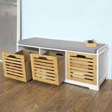 Sobuy Fsr23 Wn Banc De Rangement Avec Coussin Rembourre Et 3 Cubes Meuble D Meuble Entree Banc De Rangement Commode A Chaussures