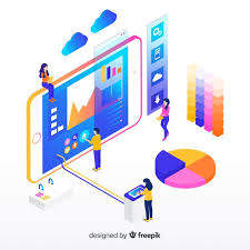 Isometric Infographic With Charts And People Free Vector Isometric Design Isometric Illustration Isometric
